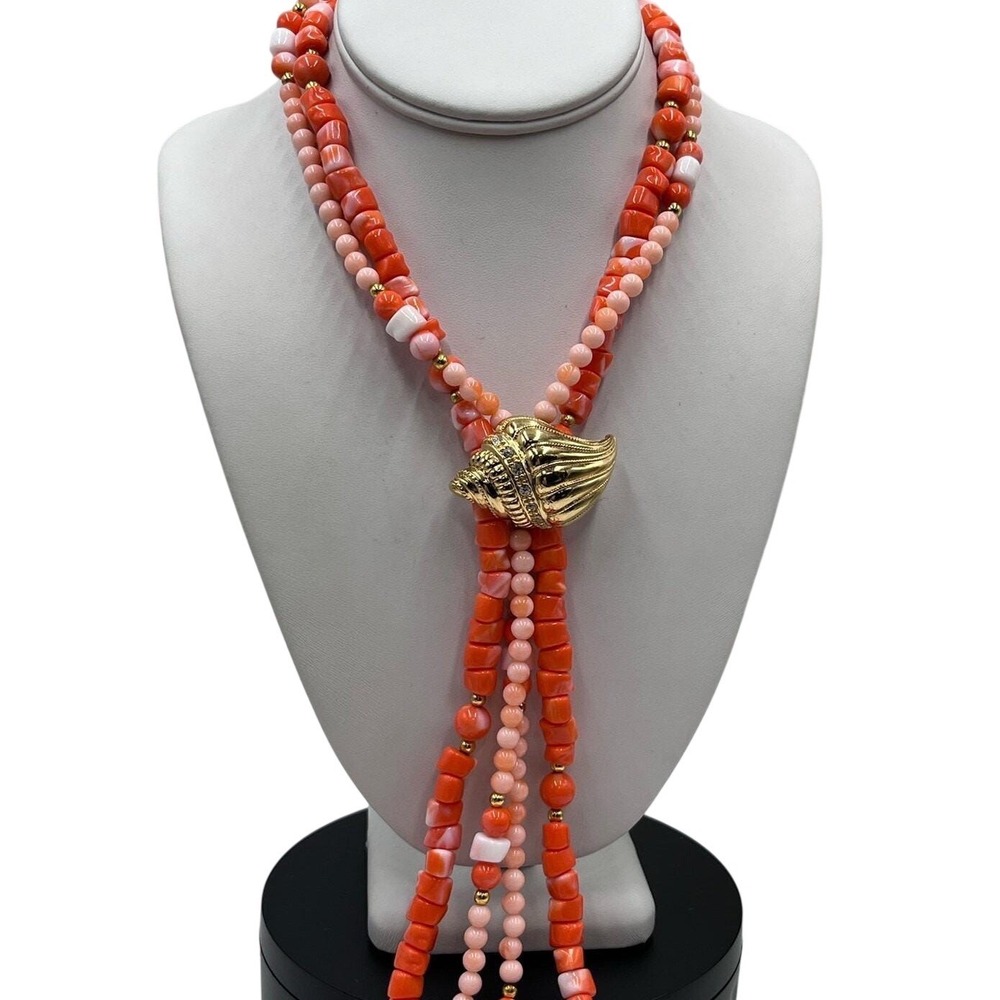 Kenneth Jay Lane KJL For Avon Vintage MultiStrand Undersea Coral Necklace w/tags